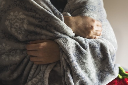 cuddle blanket and hands